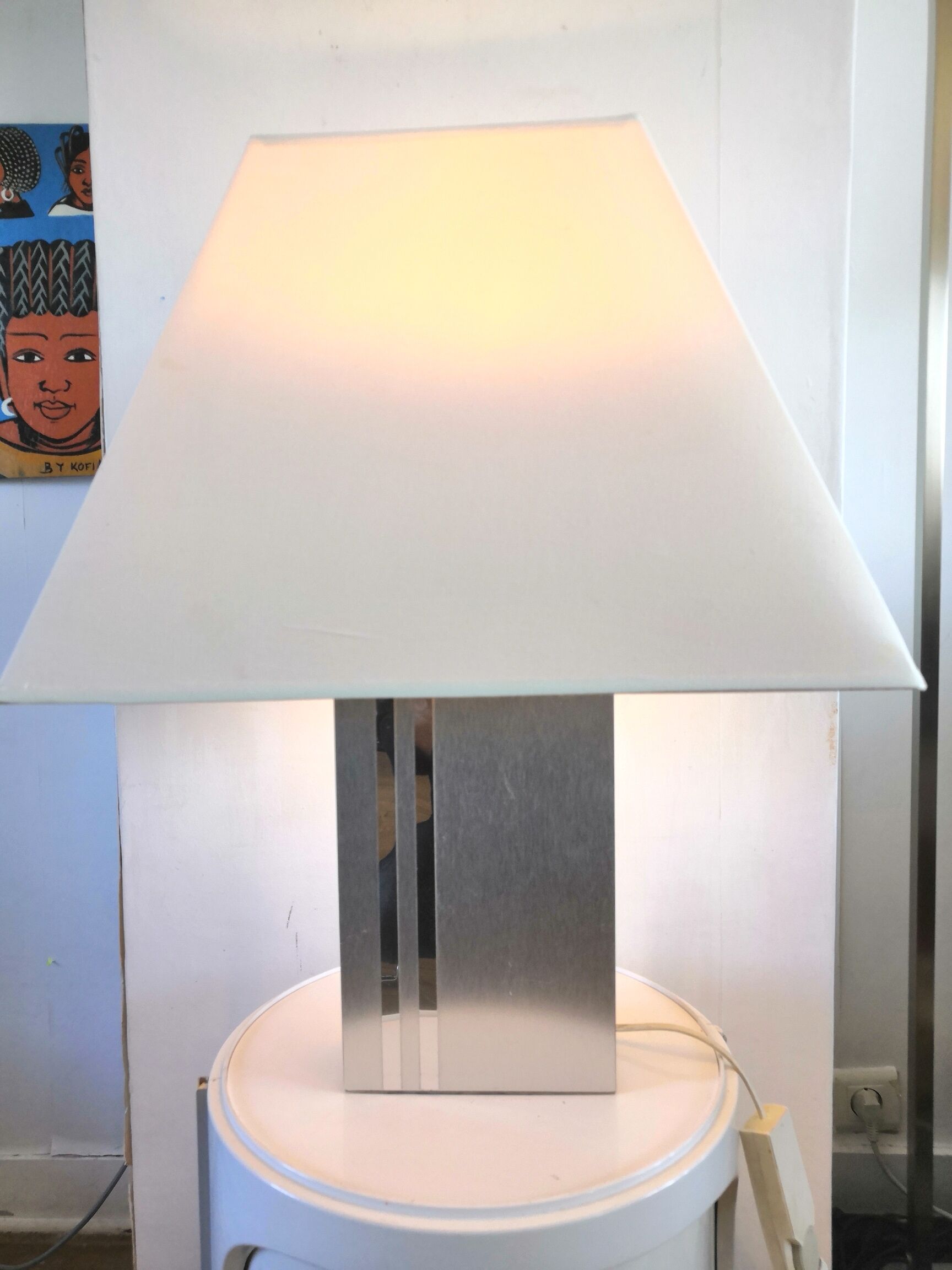 Lamp aluminimum effect mirror design 70s