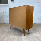 Vintage Scandinavian teak buffet with smoked doors, 60s
