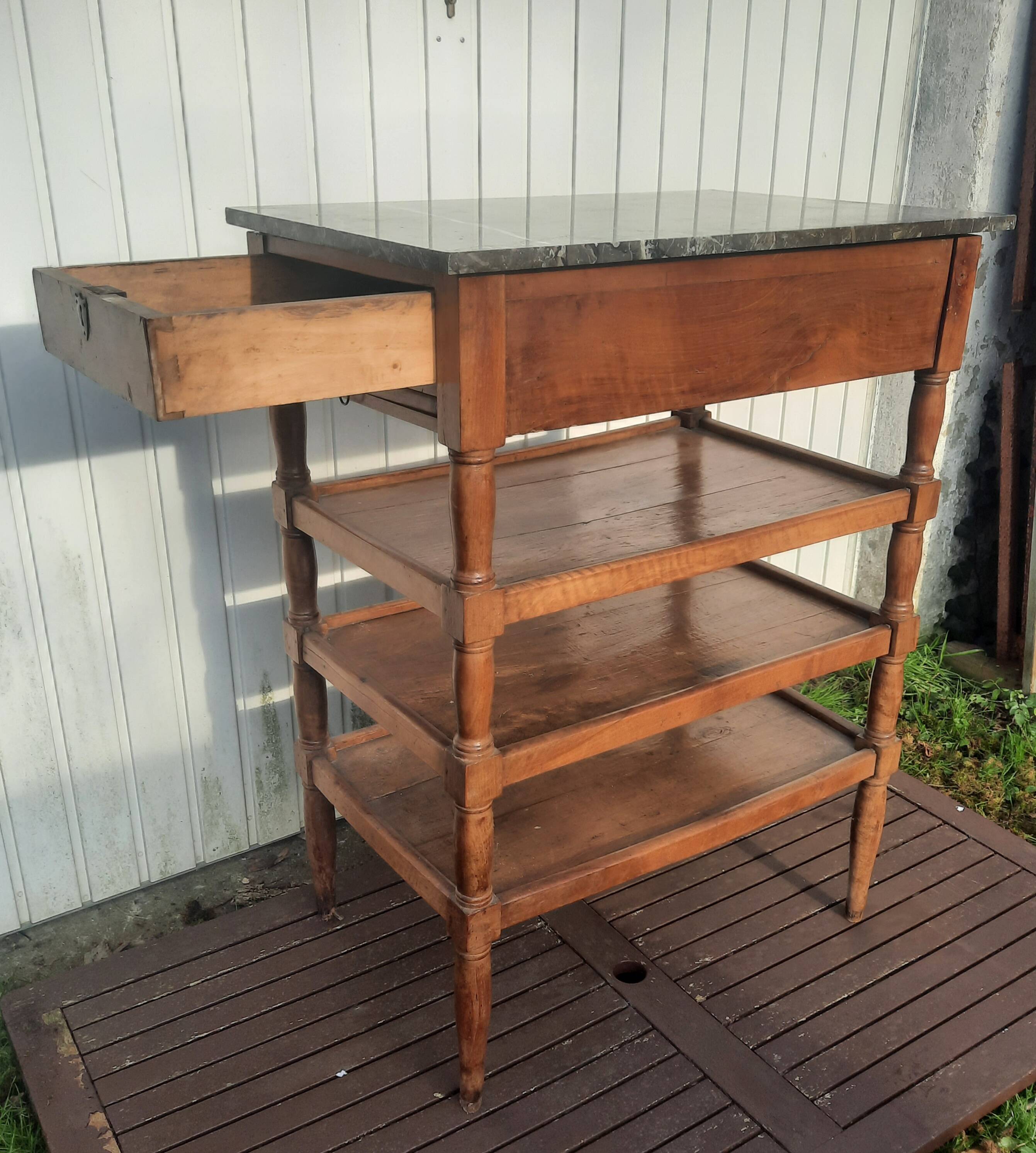 4-shelf marble top cabinet