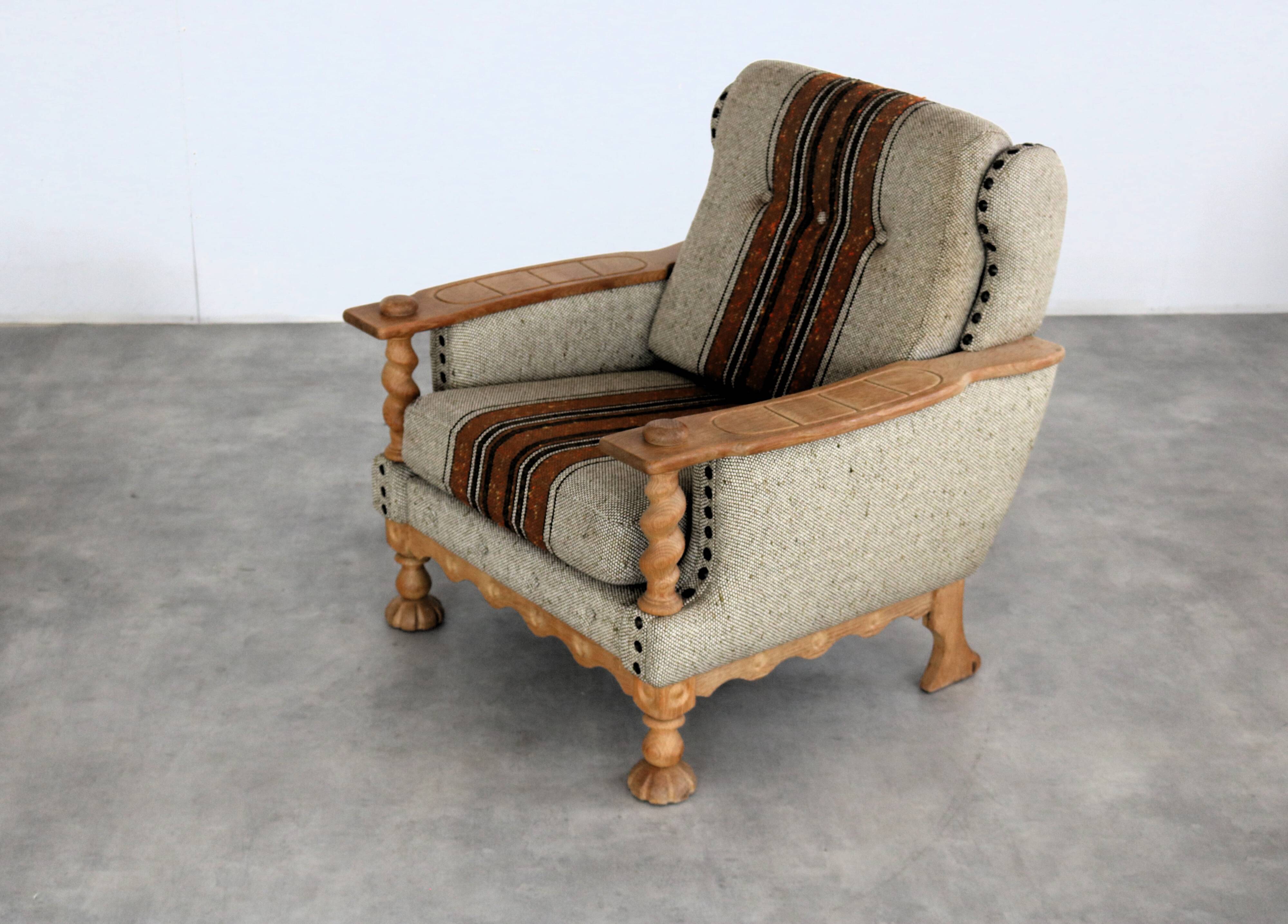 vintage brutalist oak armchair