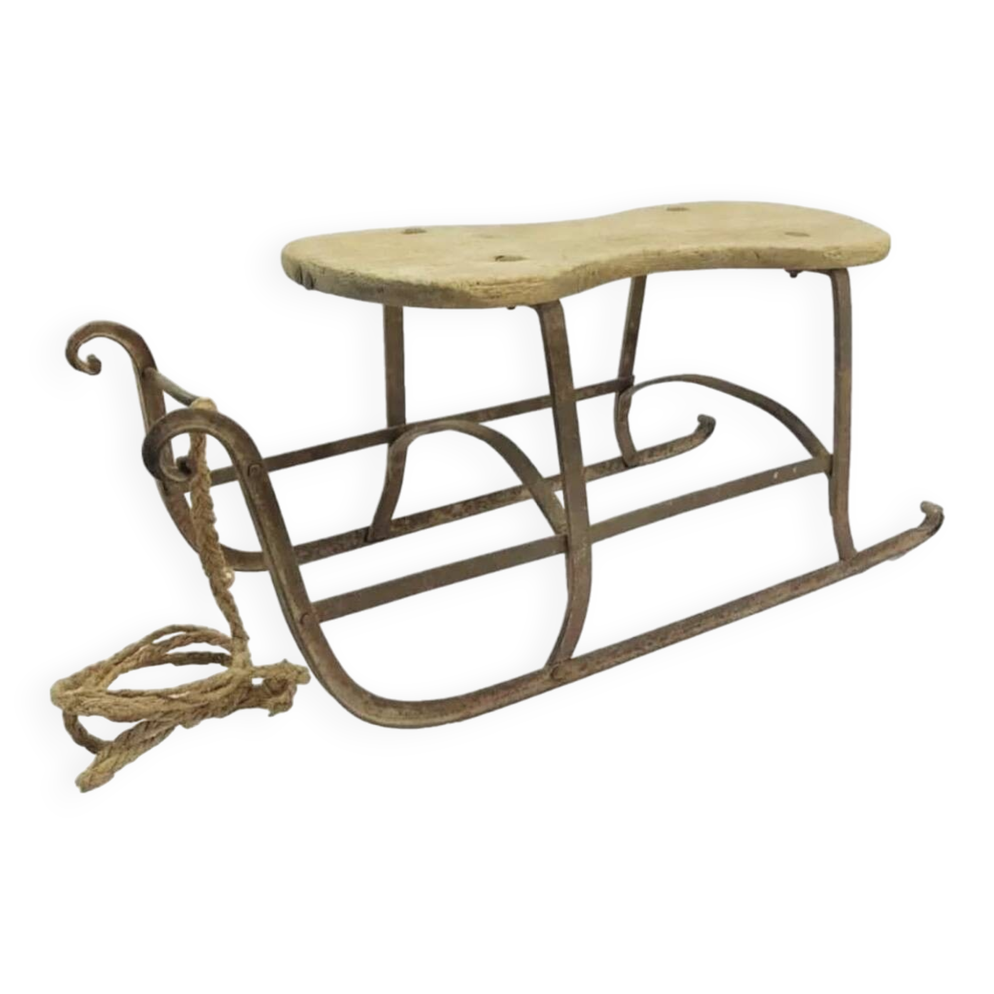 Old Alsatian wrought iron wood sled sled 19th century