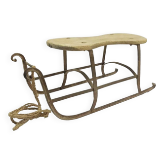 Old Alsatian wrought iron wood sled sled 19th century