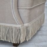 1970s, Danish wingback armchair, original condition, furniture velour, ash wood.