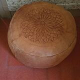 Moroccan leather pouf