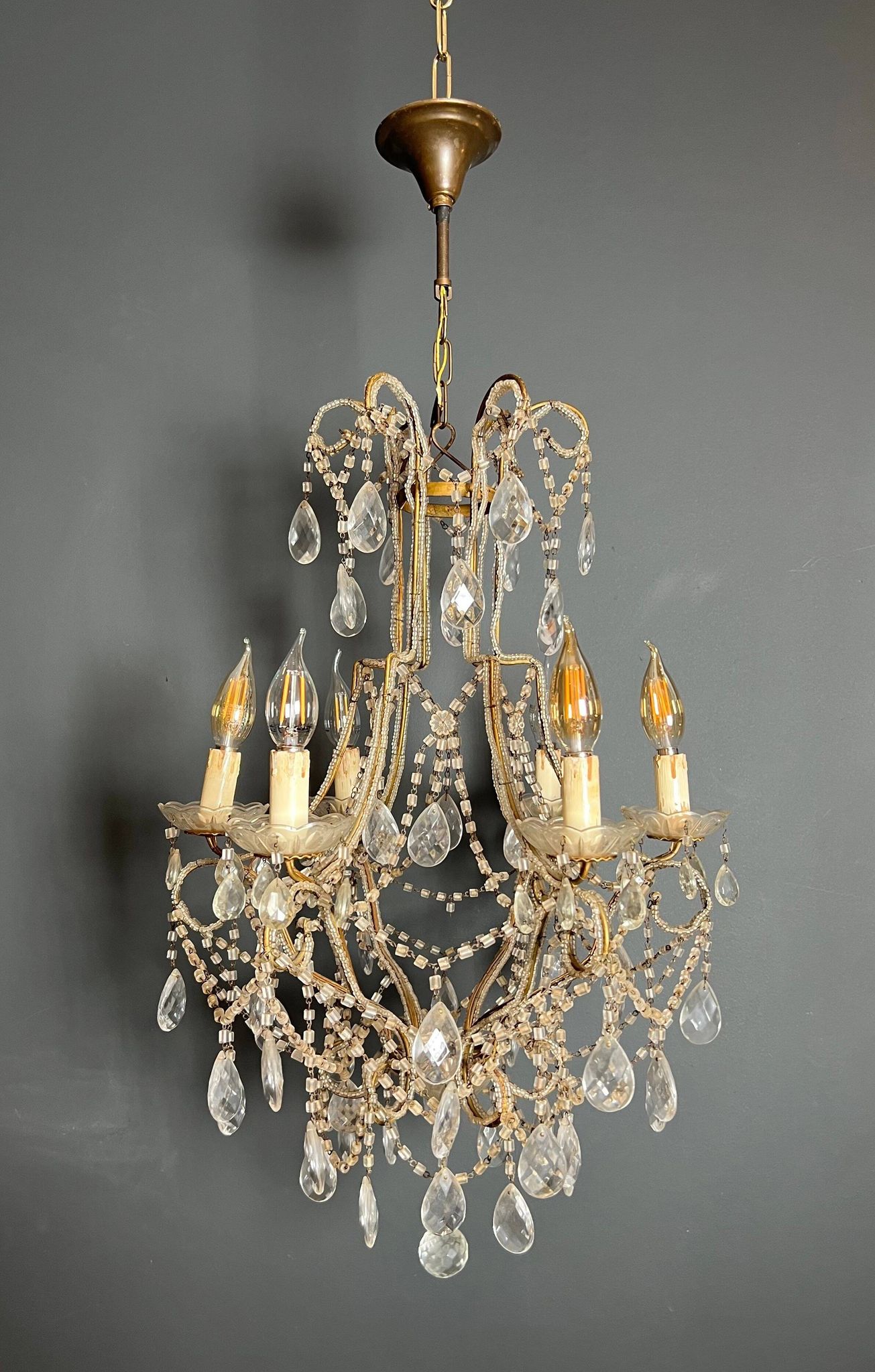 Italian pearl and crystal chandelier
