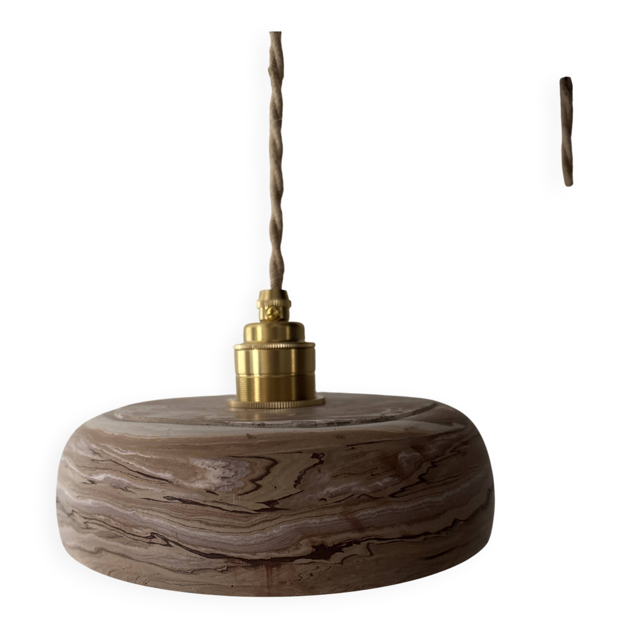 Handcrafted portable lamp with a marbled stone effect