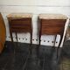 Pair of Louis XV style curved bedside tables in marquetry
