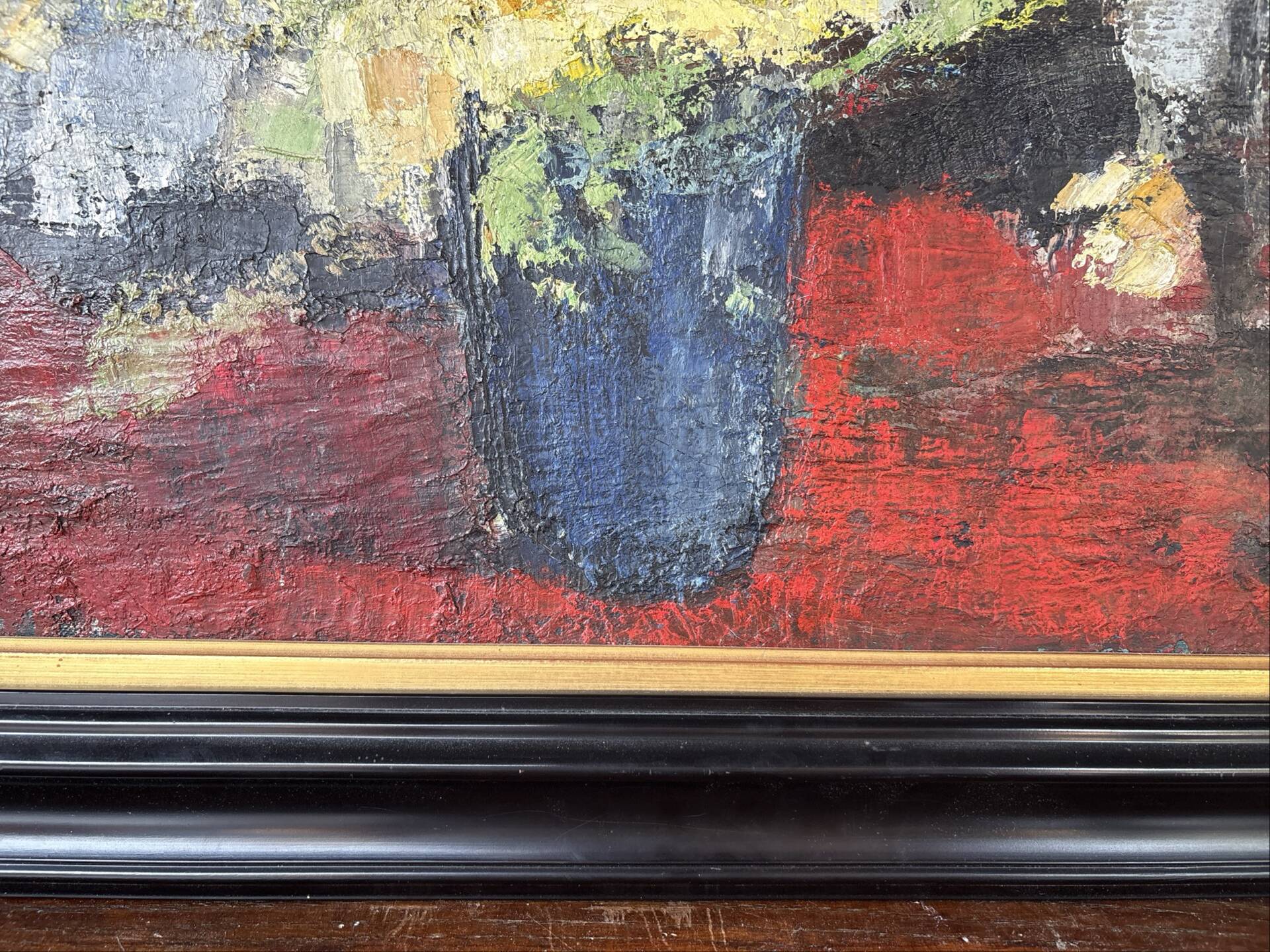 Signed painting by Idka Cohen, oil on canvas, still life with flowers, year