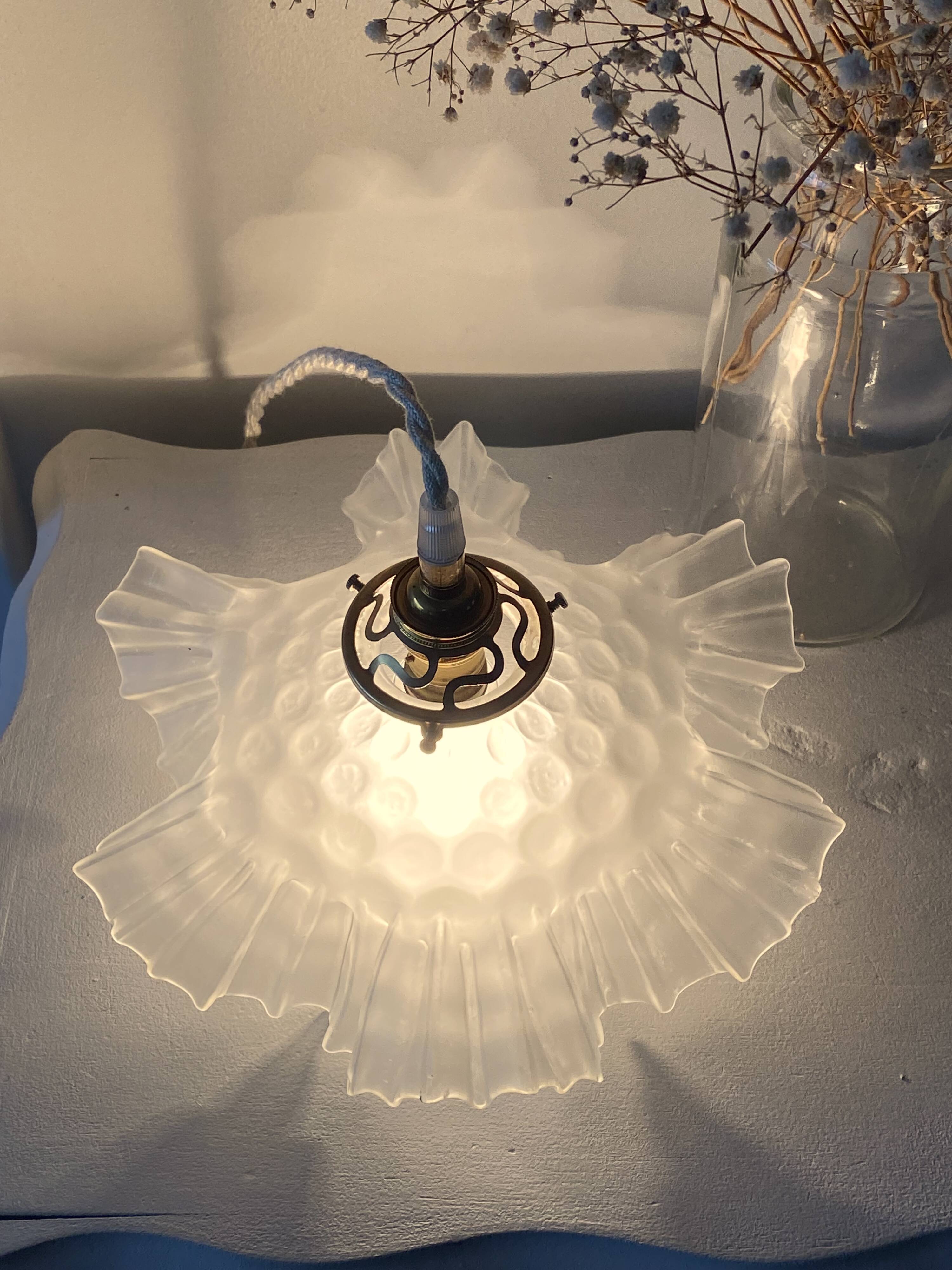 Antique pleated pendant light