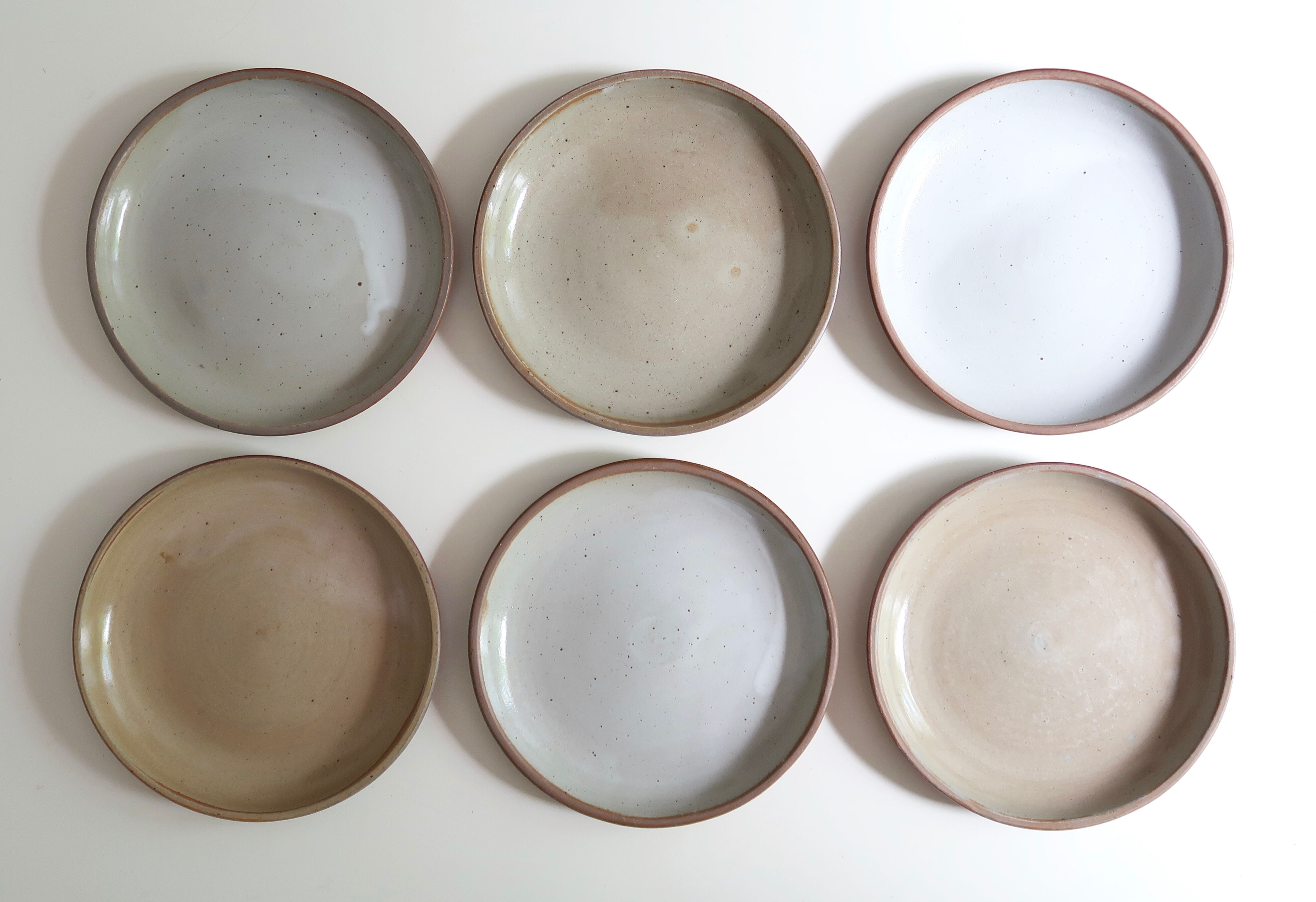 Six stoneware dessert plates, 70s