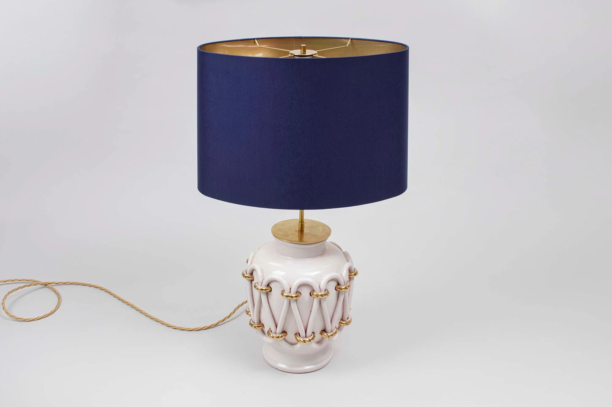 Ceramic lamp, new electrical system and lampshade.