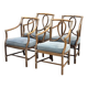 Set of 4 vintage McGuire rattan chairs with cushions.