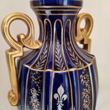 Two-handled baluster vase in late 19th century earthenware from the Gustave Asch factory (1856-1911)