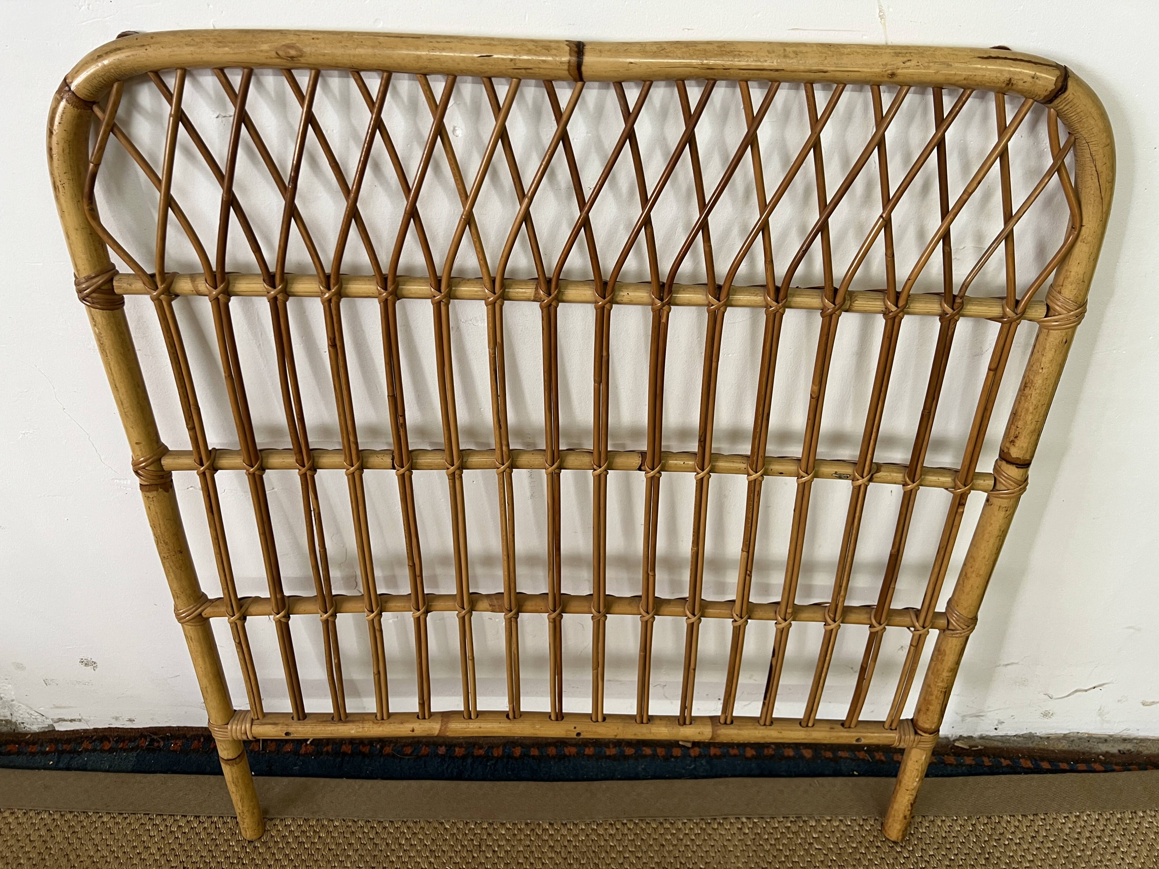 Vintage bamboo and rattan headboard