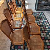 Wooden and rattan chairs