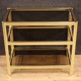 Table d'appoint étagère design en métal doré des années 80