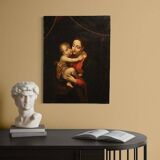 Antique religious painting Madonna and Child from the 18th century