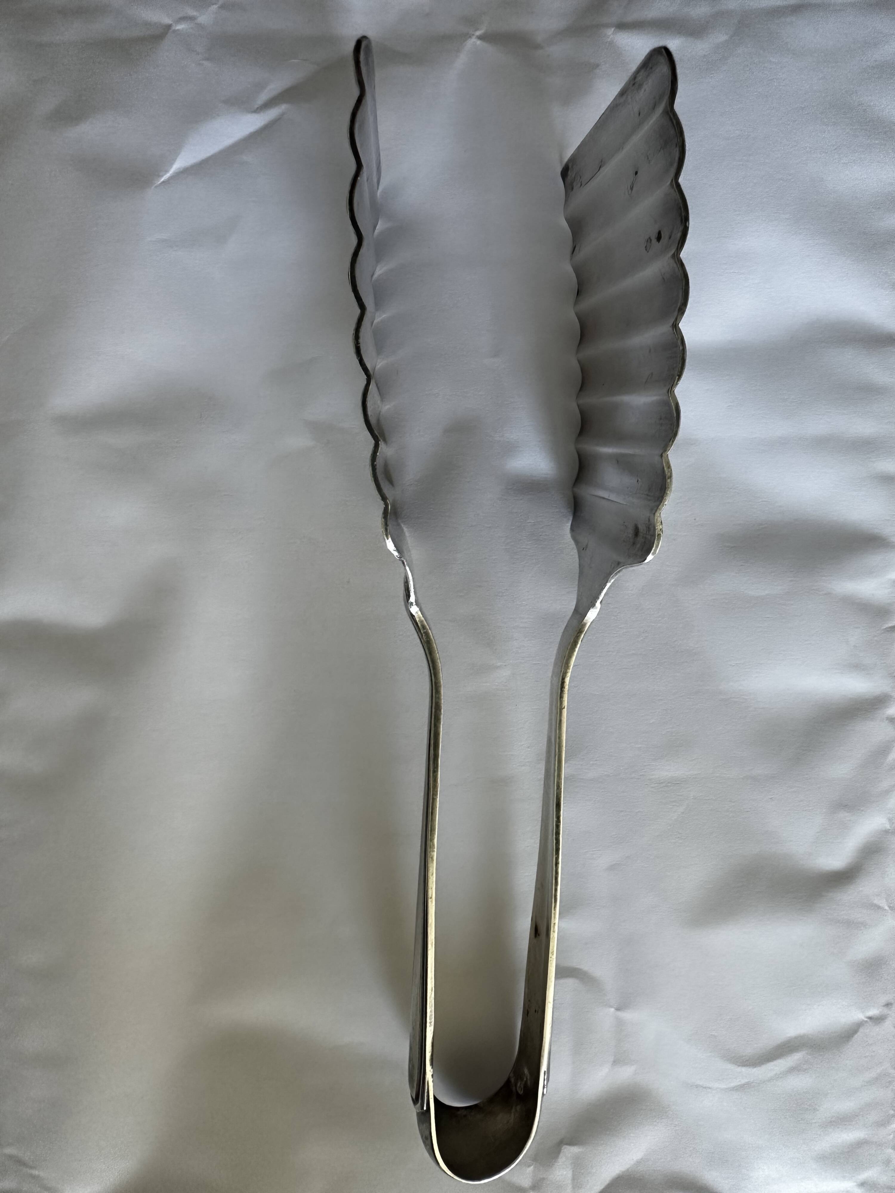 Silver asparagus tongs, 1930