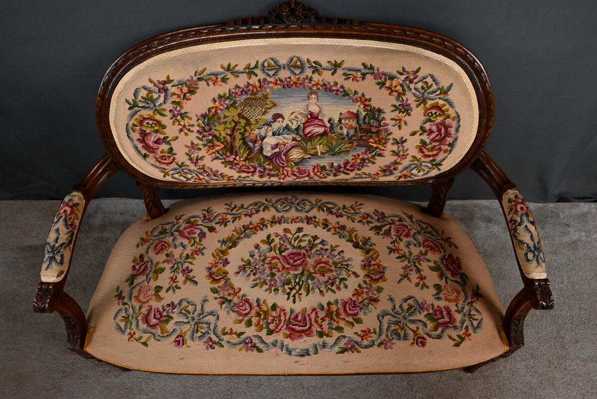 Beech canapé, stained, Louis XVI style - 1920