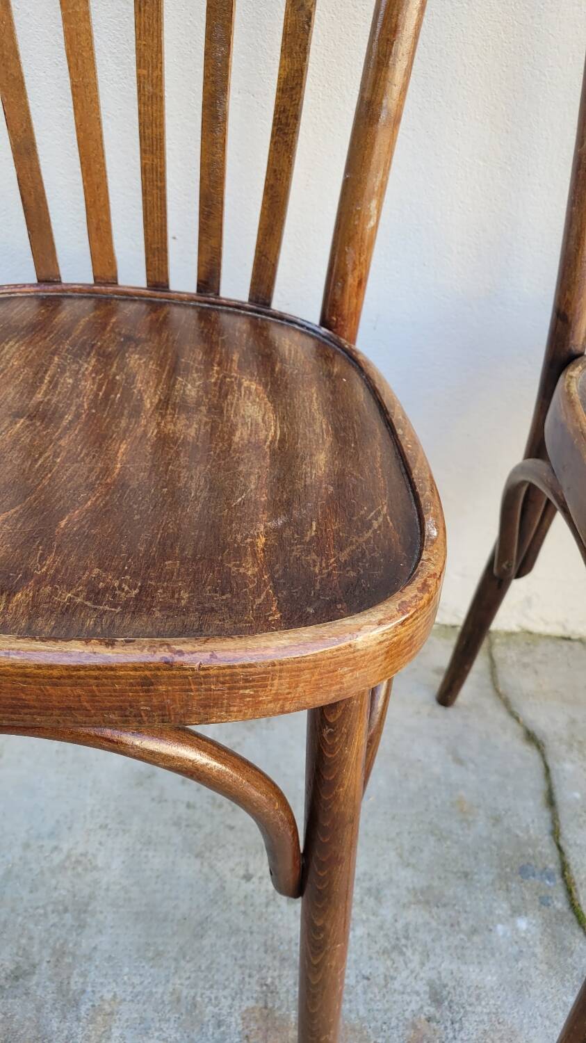 Set of 4 vintage Baumann style bistro restaurant chairs 1950s