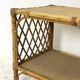 Table d'appoint en rotin vintage 70's