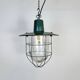 Industrial Green Enamel Cage Pendant Light, 1960s