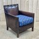 Club armchair art deco era leather and fabric cushion
