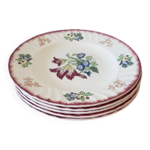 Set of 5 flat plates, signed Longwy.