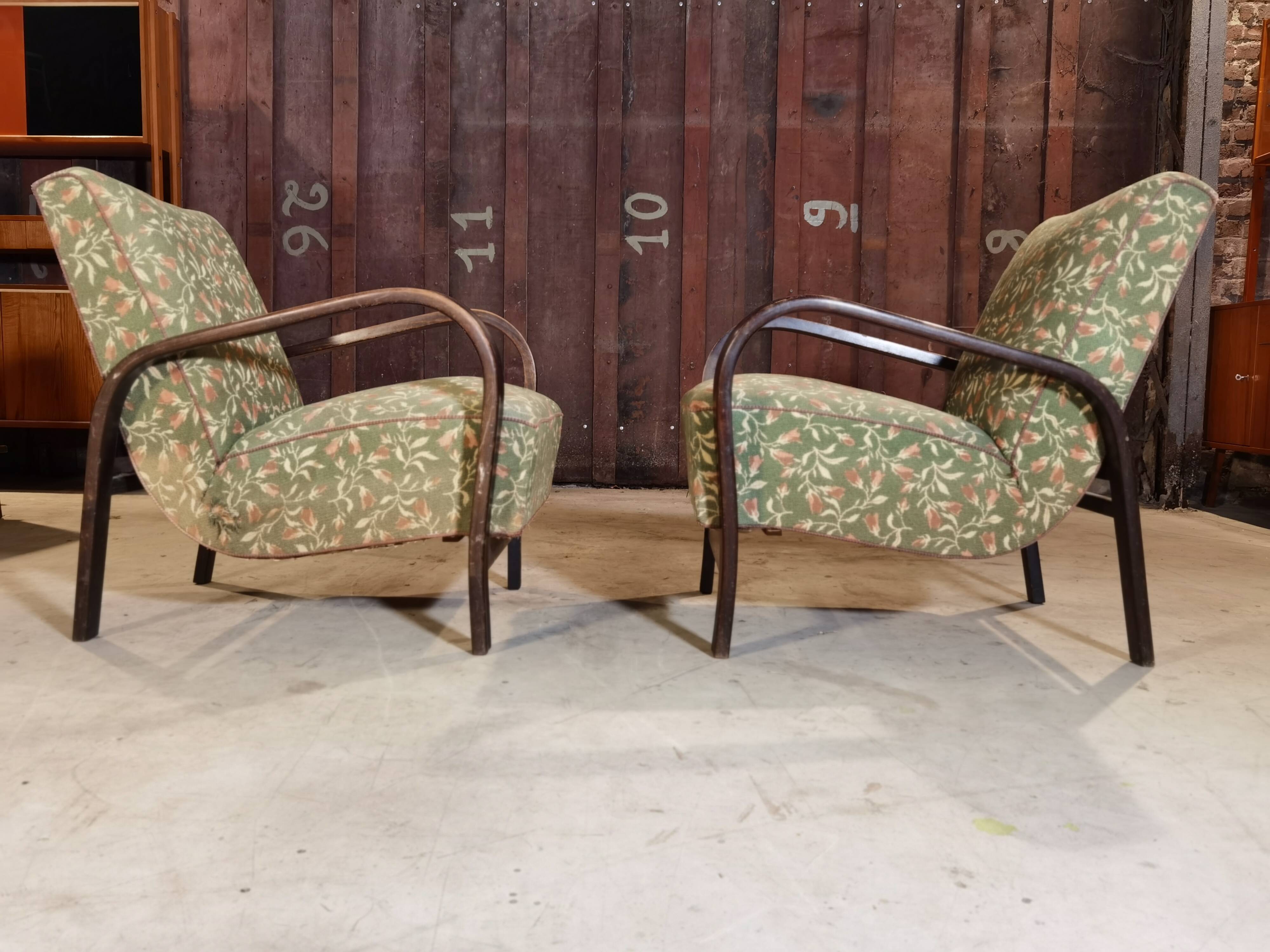 Pair of armchairs Art Deco Karel Koelka and Antonon Krop-ek