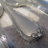 12 silver plated soup spoons by Christofle with Louis XVI ribbons