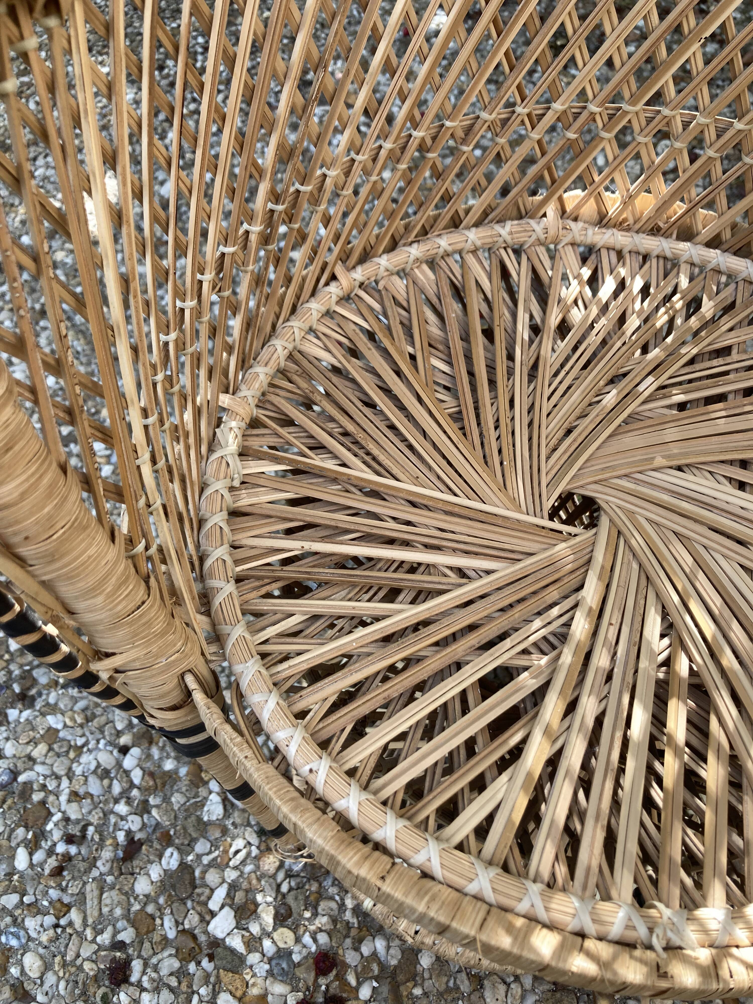 Set of 3 vintage rattan armchairs