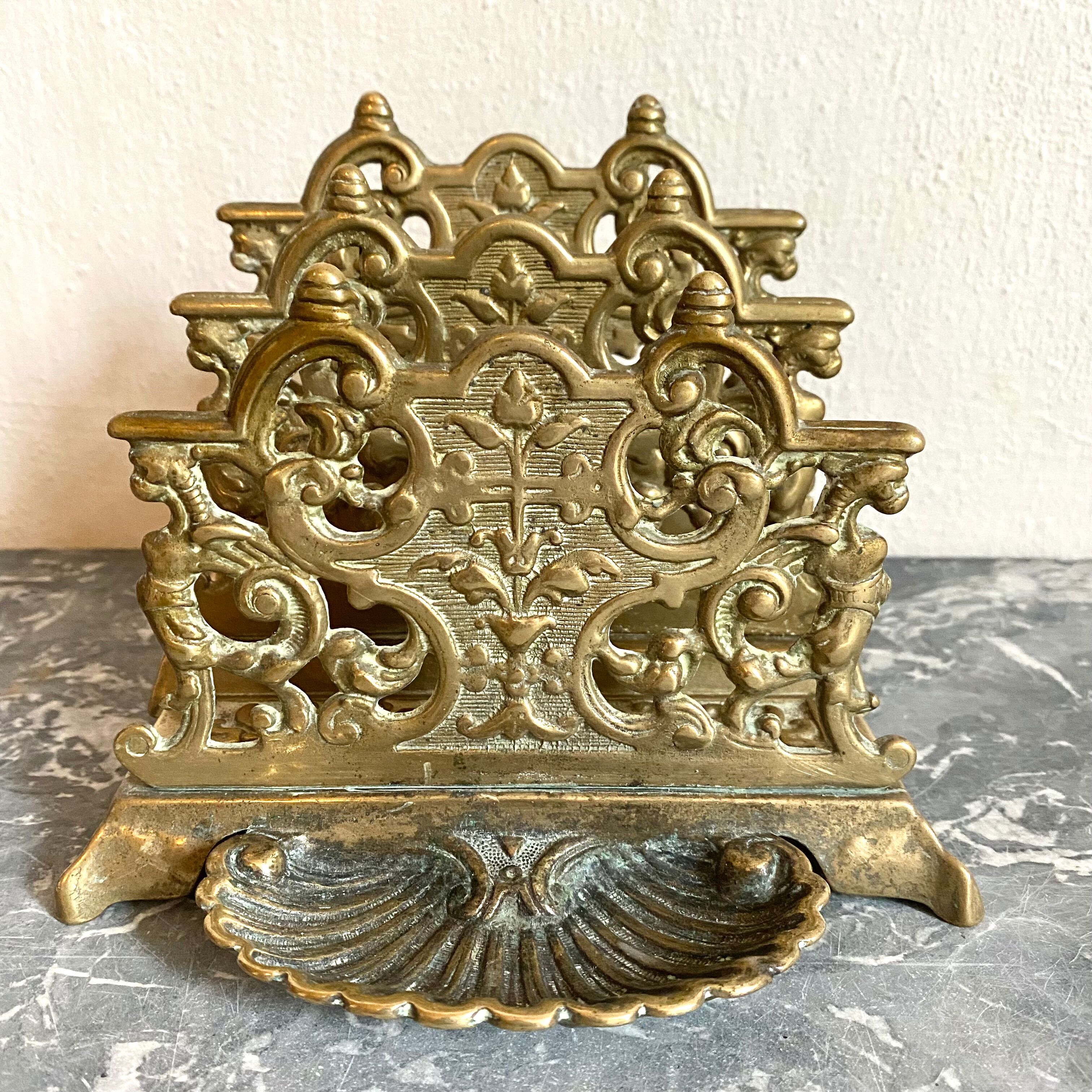Vintage letter holder in gilded brass
