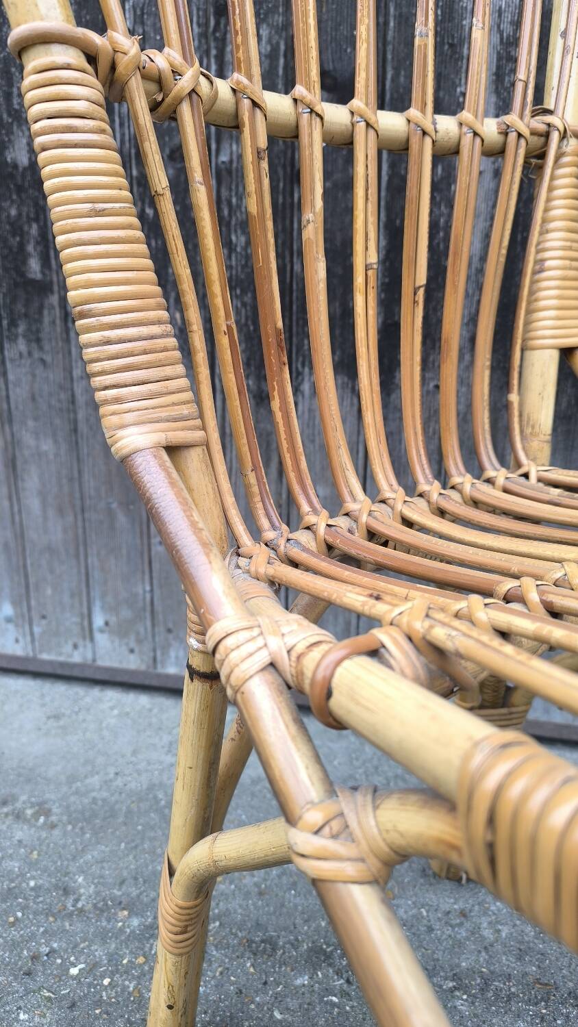Chaise en rotin 1960