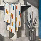 Tableau hst cubiste par guy feinstein (né en 1929) "l'atelier de l'artiste" 1956