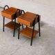 Pair of vintage bedside tables modernists wood and metal