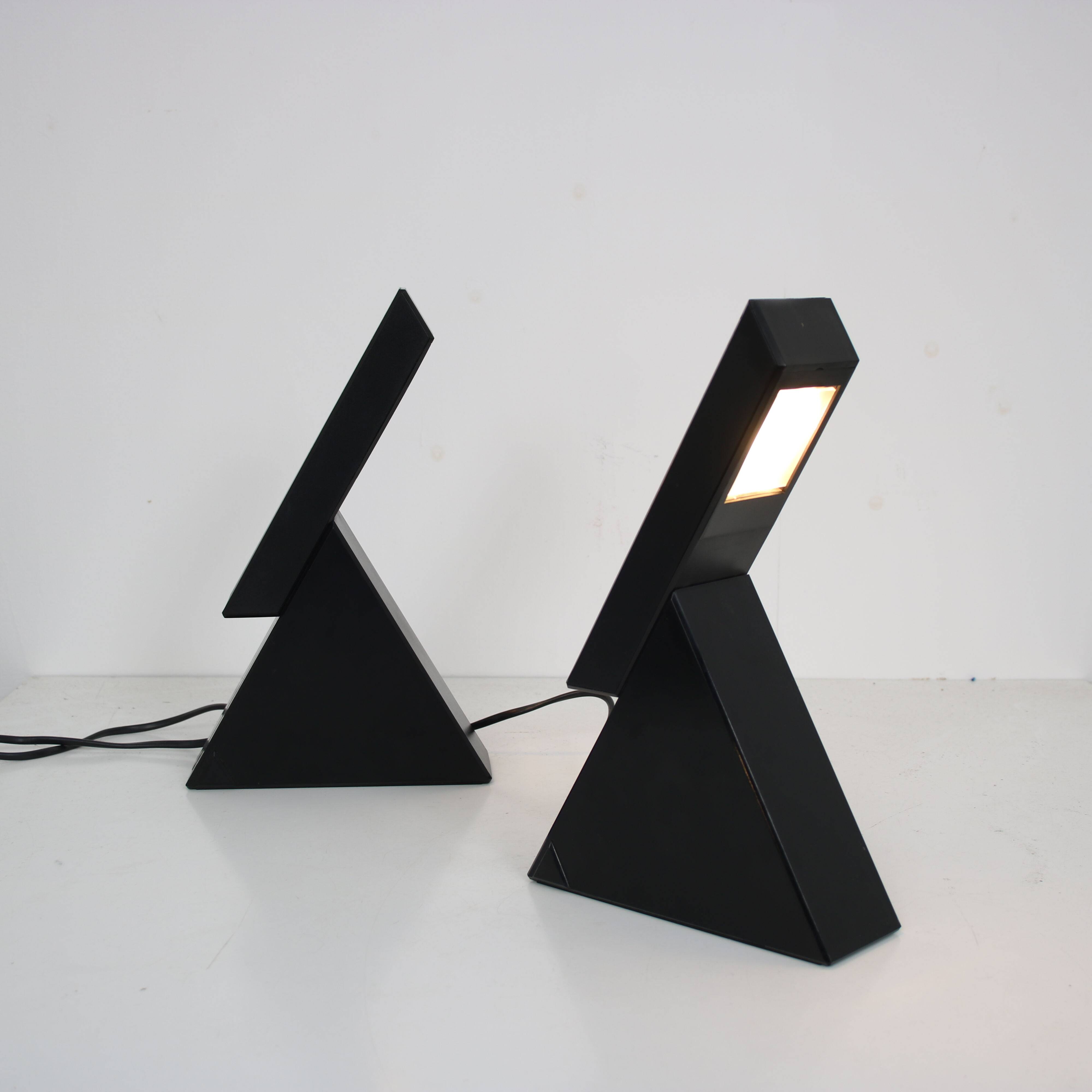 1980s Pair of “Delta” table lamps by Mario Bertorella for JM RDM, Italy