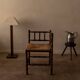 Chaise vintage à dossier ajouré et assise en jonc · 42×42×68 cm