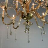 Golden Glass Lustre, Two Floors And 12 Arms Of Light Circa 1940