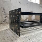 Coffee table year 80 Italian marble and glass