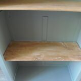 Vintage shallow bookcase re-enchanted in verdigris.