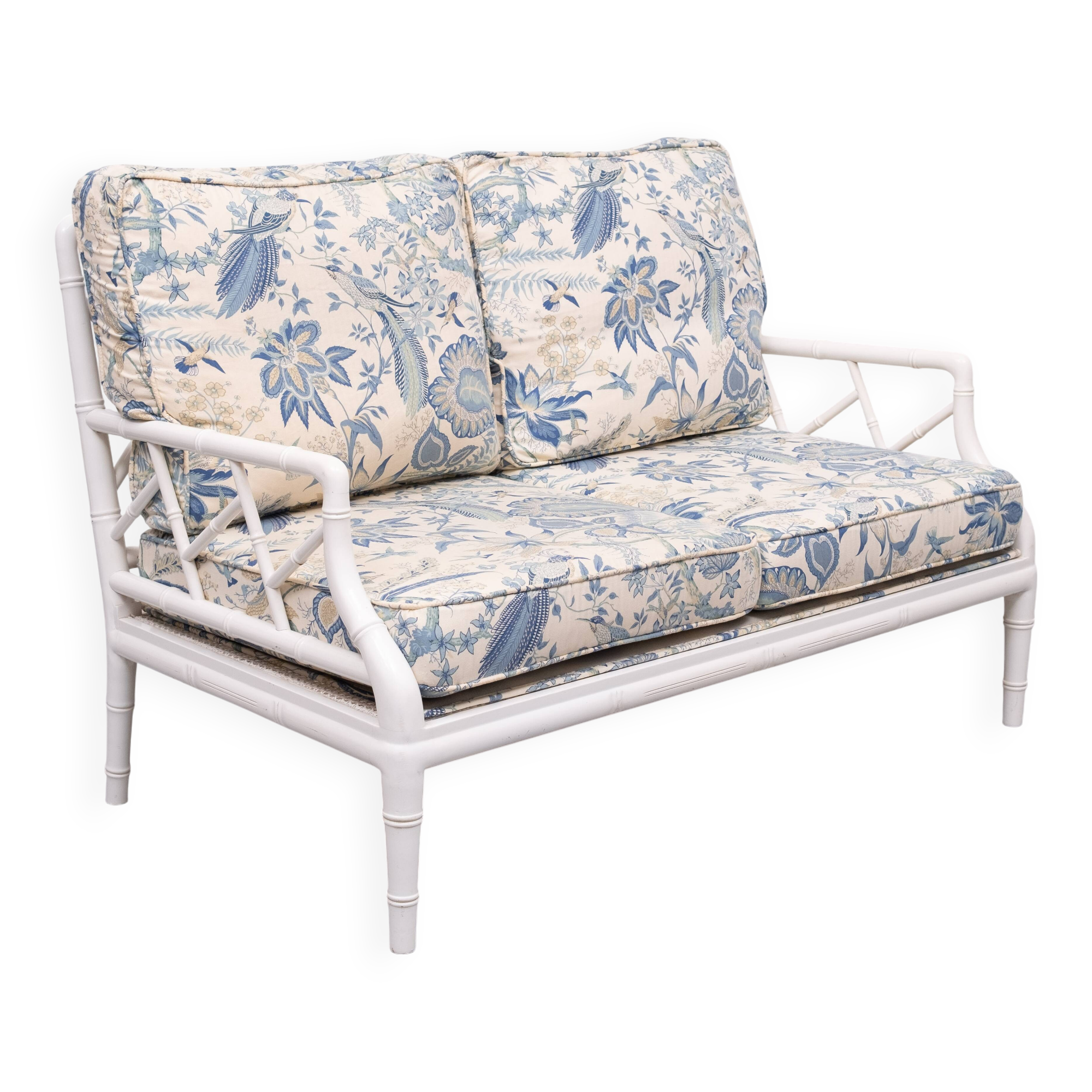 Faux Bamboo Chippendale Two seat Sofa 1970s France