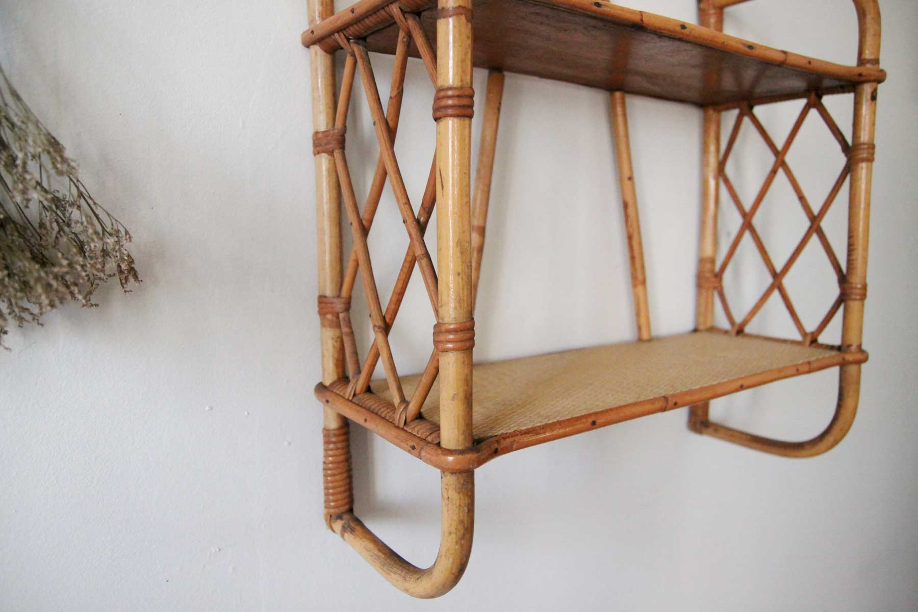 Rattan wall shelf