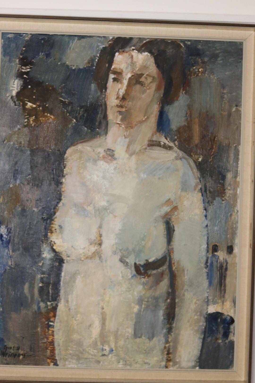 Large Swedish Mid-Century Oil On Canvas Painting" Nude Study " by Egon E:son Weinemo