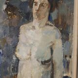 Grande huile sur toile suédoise du milieu du siècle « Étude de nu » par Egon E:son Weinemo