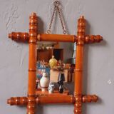 Miroir fin XIX ème vers 1900 en hêtre forme bambou