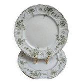 Lot de 4 assiettes plates anciennes Terre de fer Saint-amand Lebacqz & Bouchart – Watteau