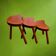 Set of three nesting stools in glazed wood, bean shape - 1960s-70s