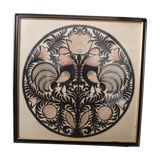 Decorative frame with roosters – vintage Polish découpage