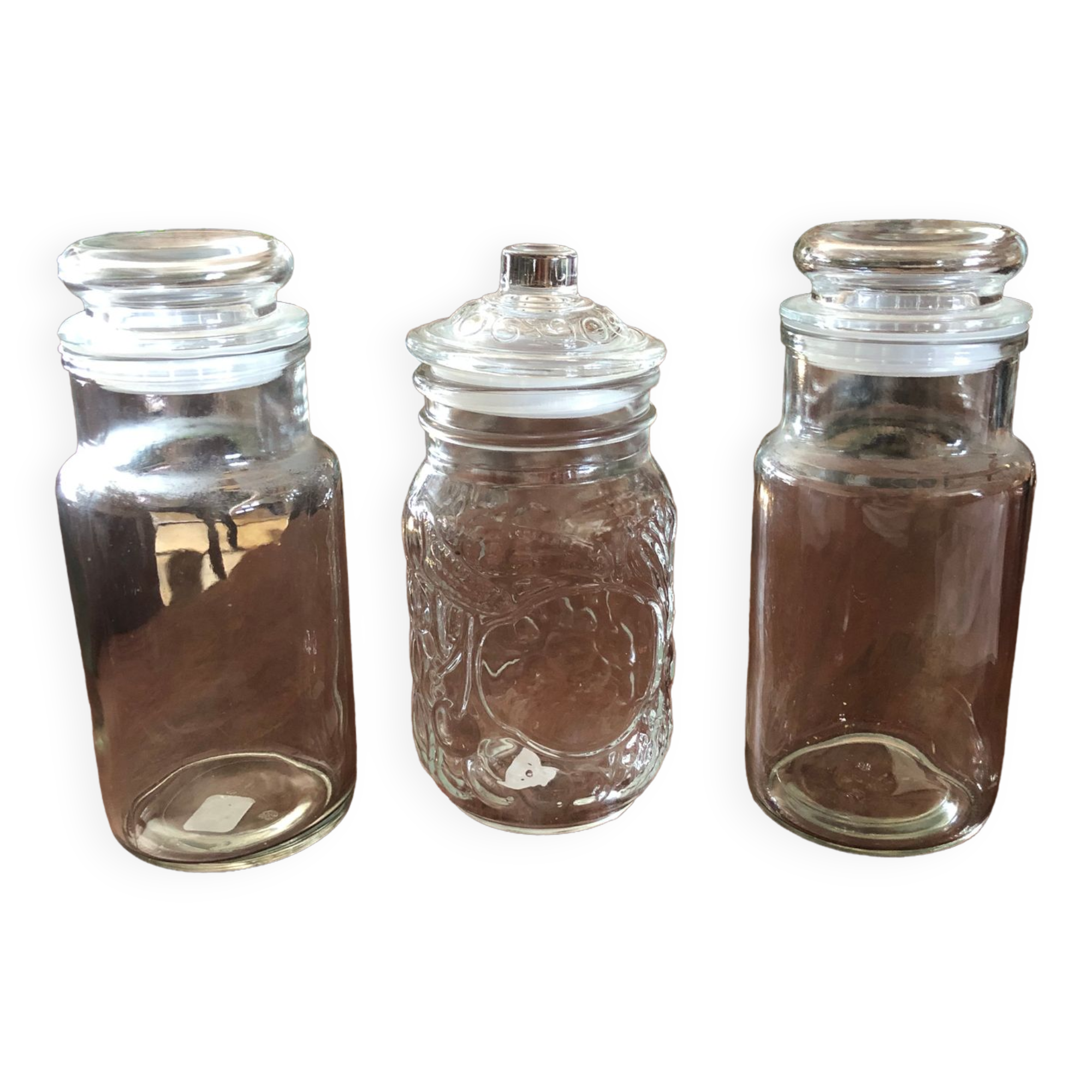 Set of three glass jars