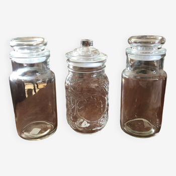 Set of three glass jars